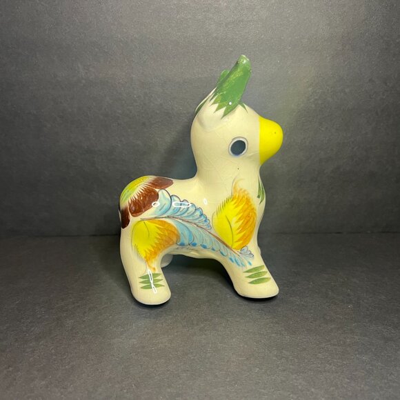 Vintage Mexican Tonala Hand Painted Pottery Ceramic Donkey Folk Art Figure 6.25" - Picture 2 of 9